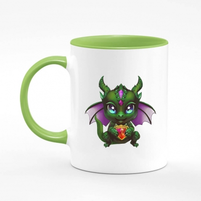 Чашка з принтом "зелений дракончик"