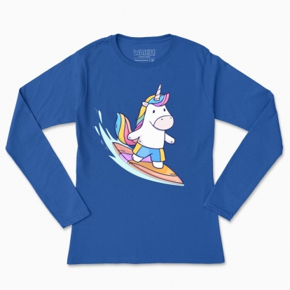 Women's long-sleeved t-shirt "Unicorn Surfer"