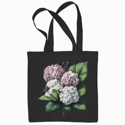 Eco bag "Flowers / Hydrangea bouquet / Pink hydrangeas"