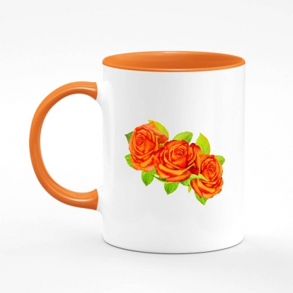 Printed mug "Wreath: Orange roses"