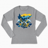 Women's long-sleeved t-shirt "flowers with flag of Ukraine"