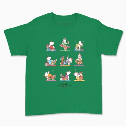 Children's t-shirt "Yoga poses with Unicorns. Inhale and exhale"