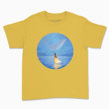 Дитяча футболка "Дівчина в жовтому платті та кит"