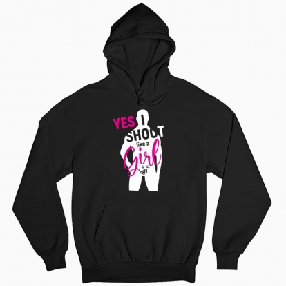 Man's hoodie "YES! I SHOOT LIKE A GIRL"