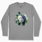 Men's long-sleeved t-shirt "Rustic bright blue hydrangea bouquet"