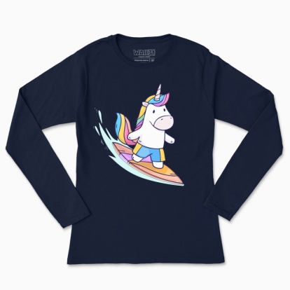 Women's long-sleeved t-shirt "Unicorn Surfer"