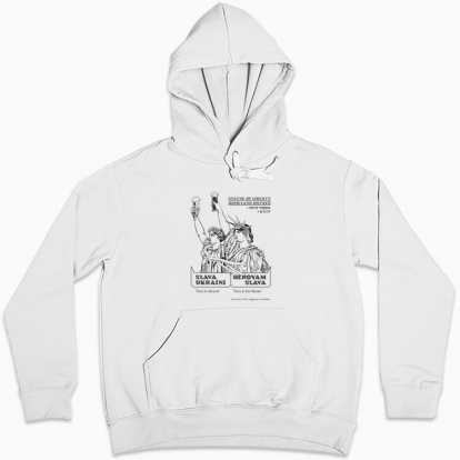 Women hoodie "Liberty and Mother (black monochrome)"