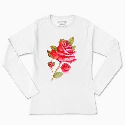 Women's long-sleeved t-shirt "Bush: Rose branch"