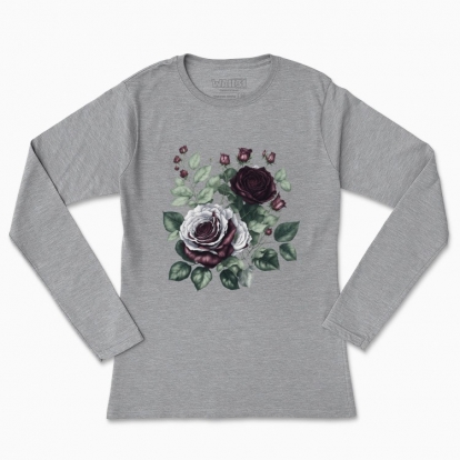 Women's long-sleeved t-shirt "Flowers / Dramatic roses / Bouquet of roses"