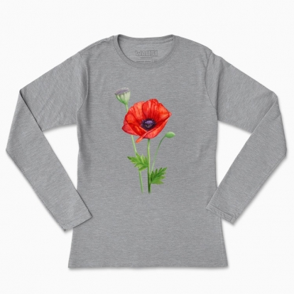 Women's long-sleeved t-shirt "My flower: poppy"