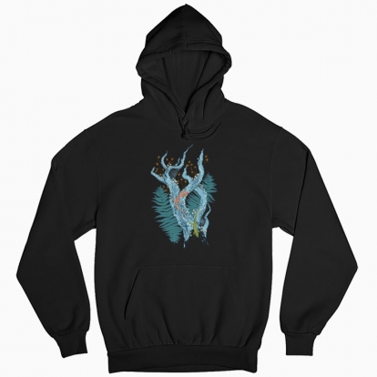 Man's hoodie "Lizards in the forest thicket"