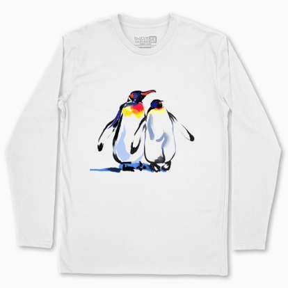 Men's long-sleeved t-shirt "Emperor penguins. A symbol of family and love"