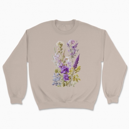 Світшот Unisex "Польові квіти / Букет польових квітів і трав / Фіолетовий букет"
