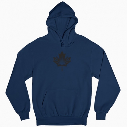 Man's hoodie "Canada and Ukraine forever together. (black monochrome)"