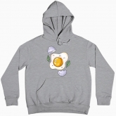 Women hoodie " egg with eggshell and greenplants"