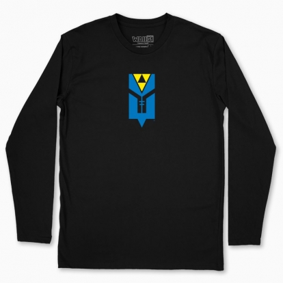Men's long-sleeved t-shirt "Trident - a flower. (yellow and blue)"