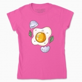 Women's t-shirt " egg with eggshell and greenplants"