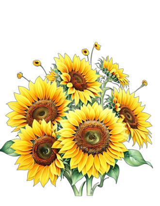Bouquet of Sunflowers in Watercolor