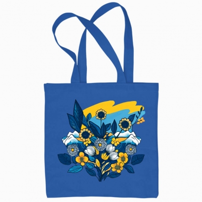 Eco bag "flowers with flag of Ukraine"