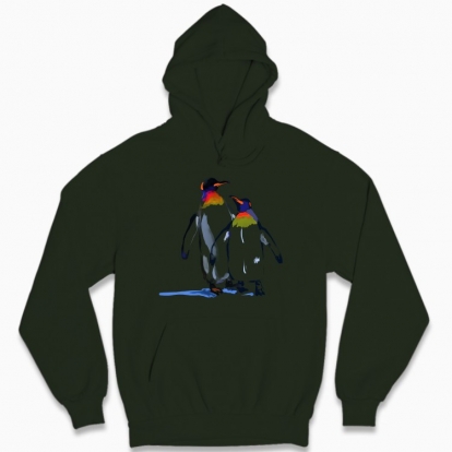 Man's hoodie "Penguins in love"