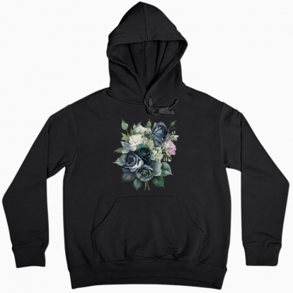 Women hoodie "A bouquet of dark flowers"