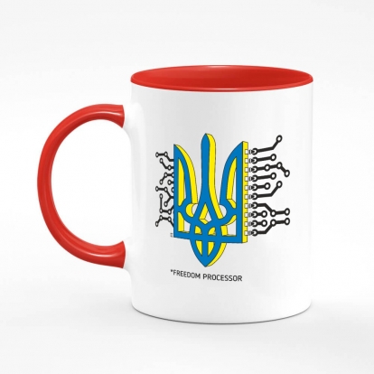 Printed mug "Freedom processor (yellow and blue)"