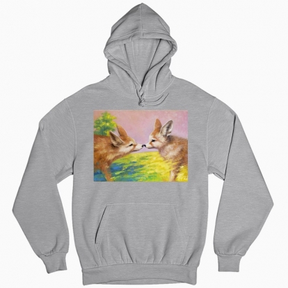 Man's hoodie "Foxes. The first meeting"