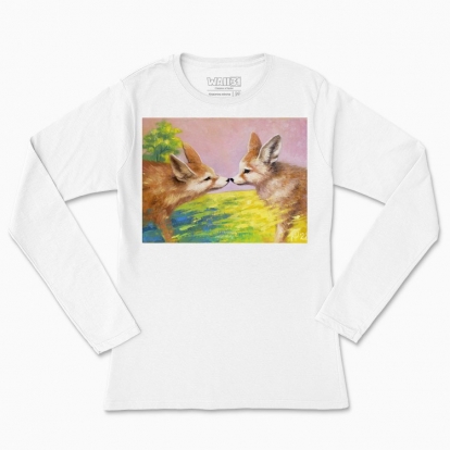 Women's long-sleeved t-shirt "Foxes. The first meeting"