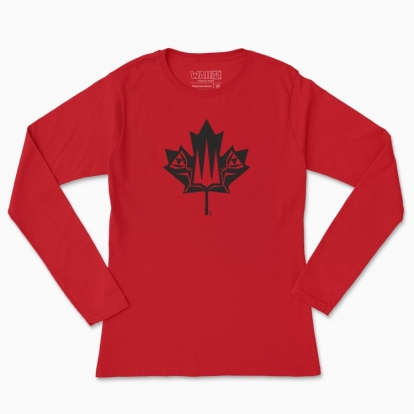 Women's long-sleeved t-shirt "Canada and Ukraine forever together. (black monochrome)"