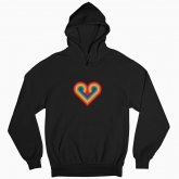Man's hoodie "Heart LGBT rainbow"