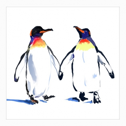 Poster "Emperor penguins in love"