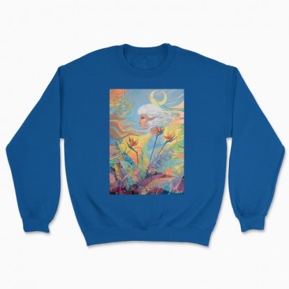 Unisex sweatshirt "Woman among the flowers and with moon in the hair"