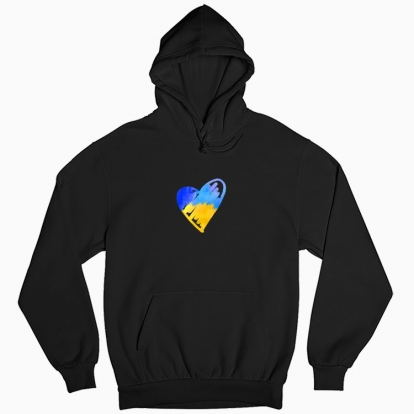 Man's hoodie "Ukranian heart, watercolor"