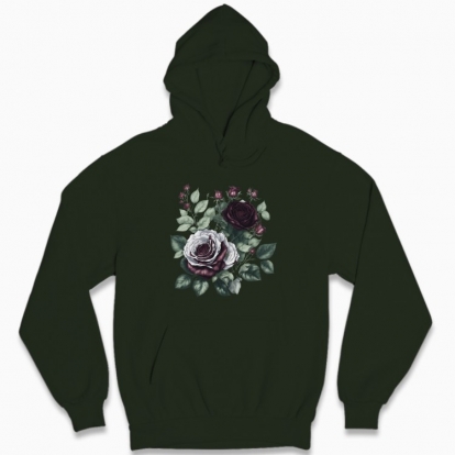 Man's hoodie "Flowers / Dramatic roses / Bouquet of roses"
