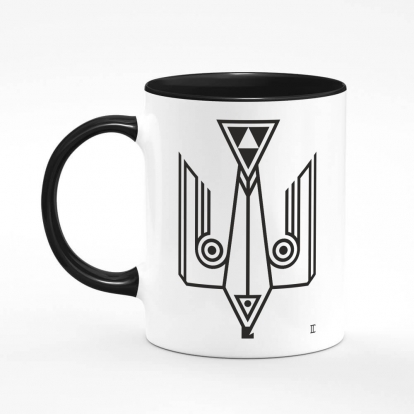 Printed mug "Trident falcon. Black monochrome"