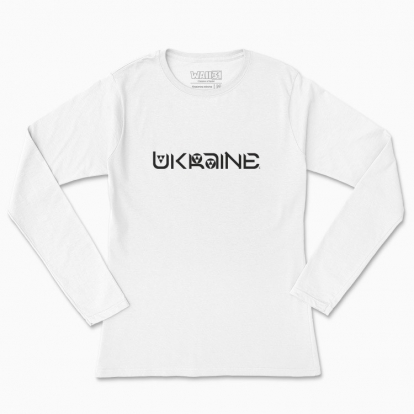 Women's long-sleeved t-shirt "Ukraine (black monochrome)"