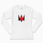 Women's long-sleeved t-shirt "Trident minimalism (red and black)"
