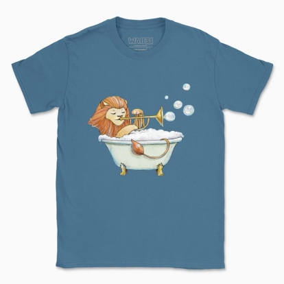 Men's t-shirt "Sunny lion and soap bubbles"
