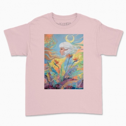 Children's t-shirt "Woman among the flowers and with moon in the hair"