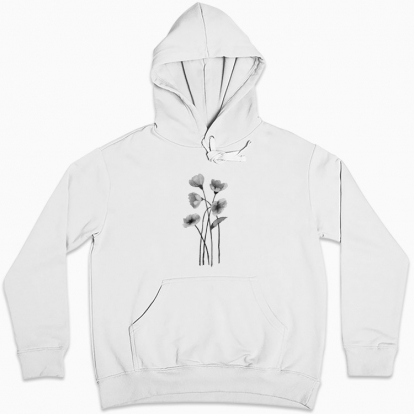 Women hoodie "Ink flowers"