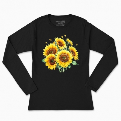 Women's long-sleeved t-shirt "Bouquet of Sunflowers in Watercolor"