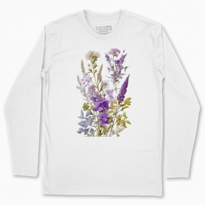 Men's long-sleeved t-shirt "Польові квіти / Bouquet of wild flowers and herbs / Violet bouquet"