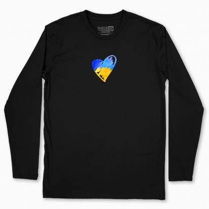 Men's long-sleeved t-shirt "Ukranian heart, watercolor"