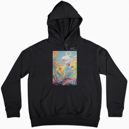 Women hoodie "Woman among the flowers and with moon in the hair"