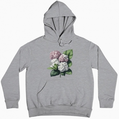 Women hoodie "Flowers / Hydrangea bouquet / Pink hydrangeas"