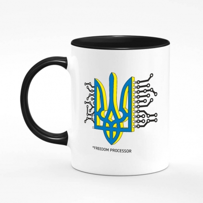 Printed mug "Freedom processor (yellow and blue)"