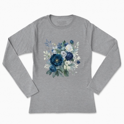 Women's long-sleeved t-shirt "Rustic Blue Wildflowers Bouquet"