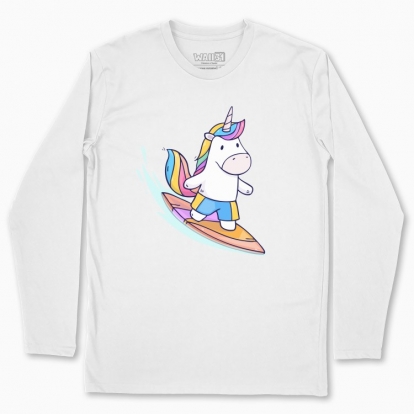Men's long-sleeved t-shirt "Unicorn Surfer"