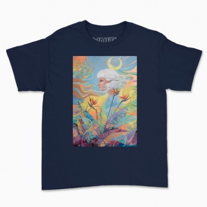 Дитяча футболка "Дівчина серед квітів та місяцем у волоссі"