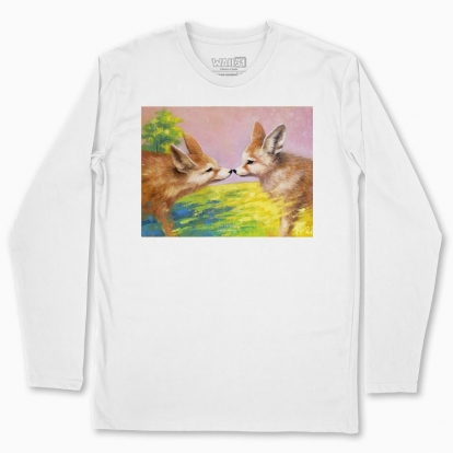 Men's long-sleeved t-shirt "Foxes. The first meeting"